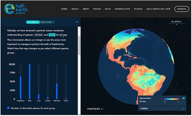 Screenshot of the Half-Earth Project map.