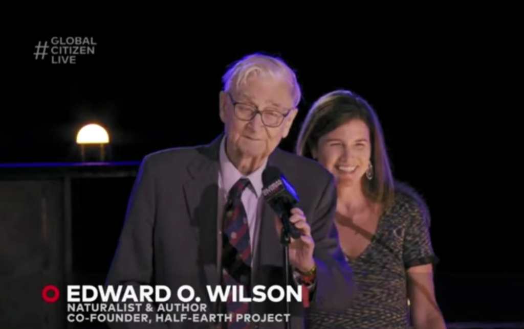 E.O. Wilson and Paula Ehrlich at the Global Citizen Live event in New York, NY.