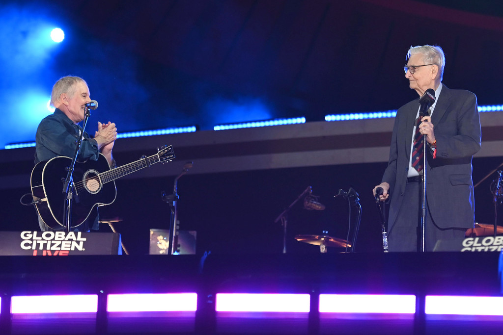 Paul Simon and E.O. Wilson at the Global Citizen Live event in New York, NY.