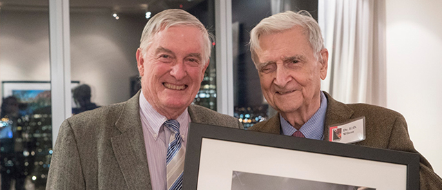 Image of Rainforest Trust President Dr. Ridgely and Dr. E.O. Wilson.