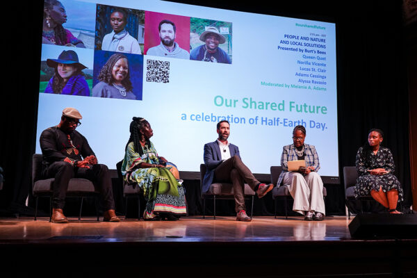 Image of Adams Cassinga, Queen Quet, Lucas St. Clair, Melanie A. Adams, Noriña Vicente at Our Shared Future, A Celebration of Half-Earth Day 2022.