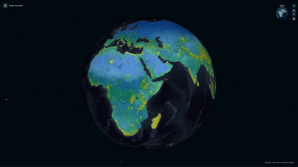 Screenshot image from the half-earth map.