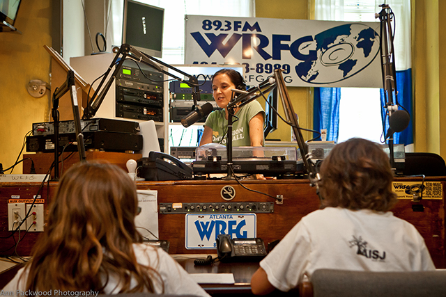 Image of the radio booth at 89.3 FM WRFG.
