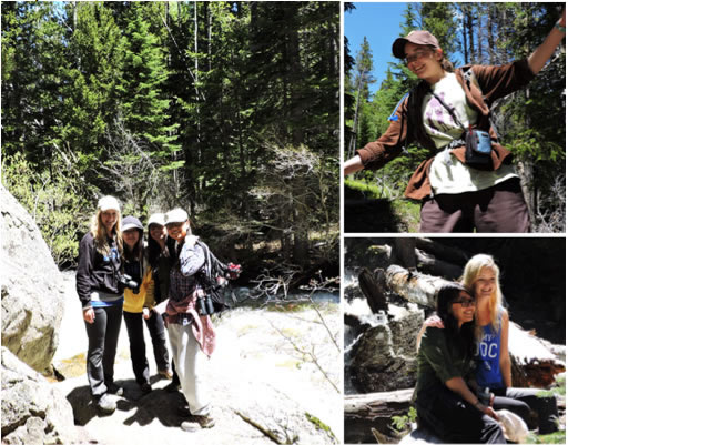 Collage of women hiking. 