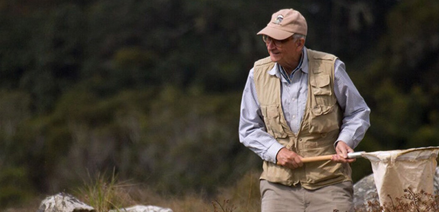 Image of E.O. Wilson in nature.