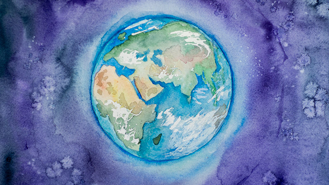 Watercolor painting of the Earth.
