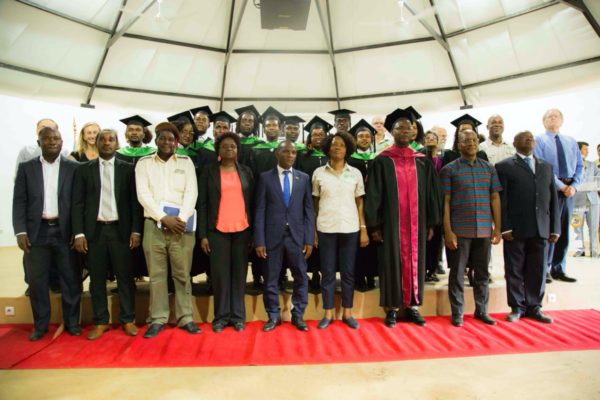 Image of the graduates on stage.