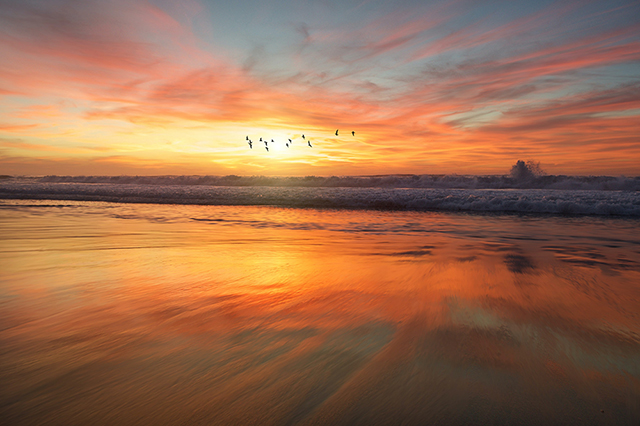 Sunset over the ocean.