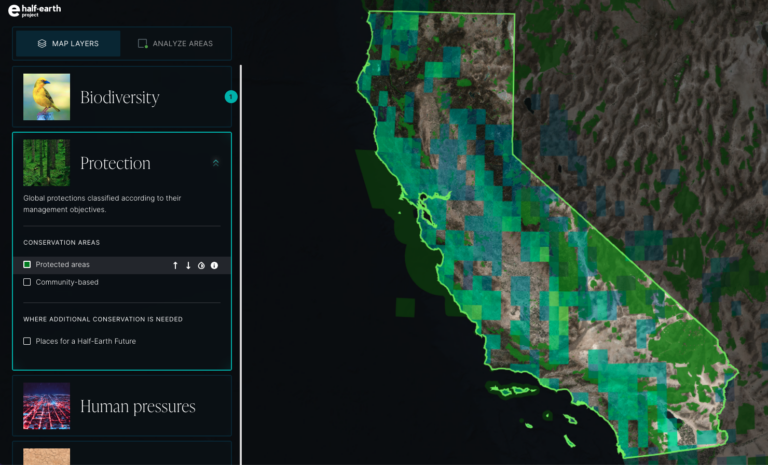 California protected area in the Half-Earth Map.