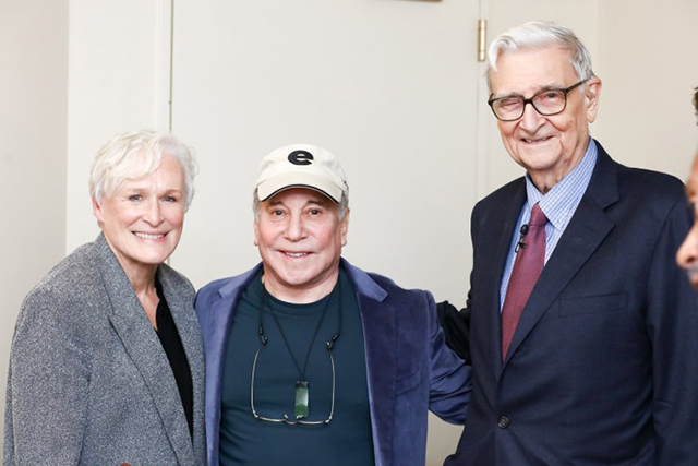 Actress Glenn Close (left) stands with legendary recording artist Paul Simon (center) and eminent biologist Edward O. Wilson (right) at the planet’s first-ever Half-Earth Day. The inaugural event was co-convened by National Geographic and the E. O. Wilson Biodiversity Foundation and held at the National Geographic Society in Washington, D.C. on Oct. 23, 2017. Photo by Tony Powell/National Geographic.