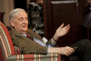 Image of E.O. Wilson sitting on stage.