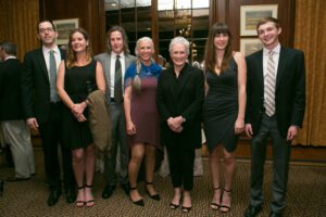 Image of Brad and Shelli Stanback, with daughters Ilona and Windrose and guests, Paul Tam, Russell McGahren-Clemens, Glenn Close.