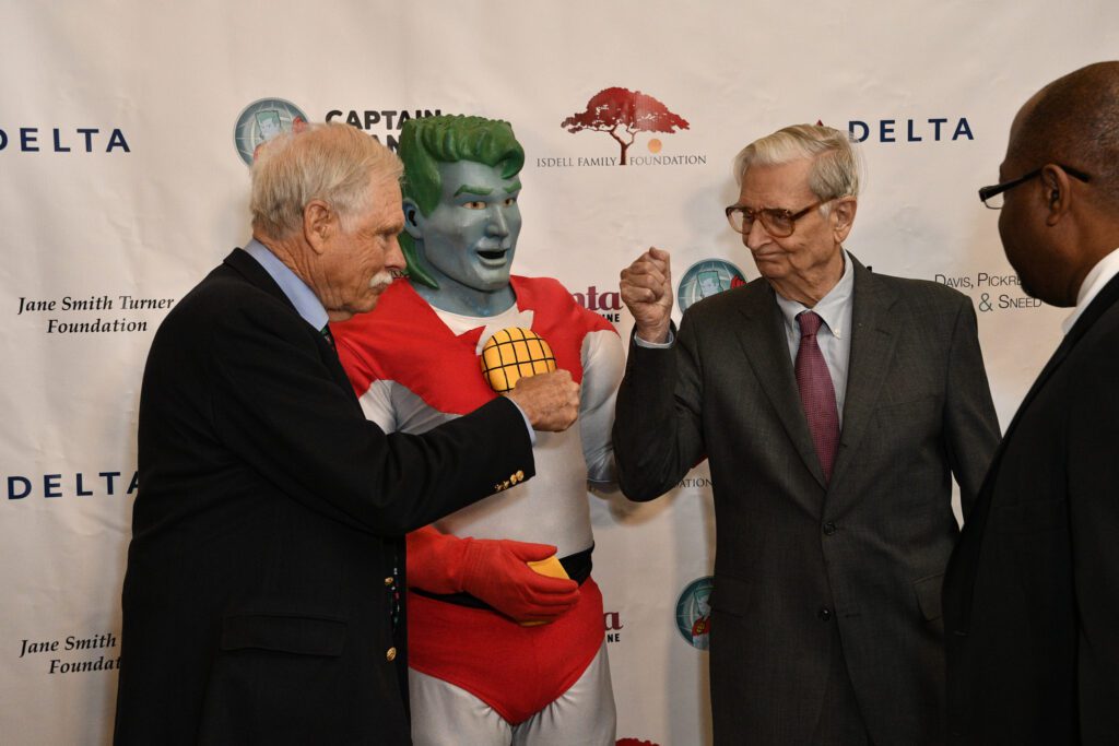 Image of Ted Turner, Captain Planet and E.O. Wilson