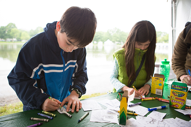 Two kids doing arts and crafts