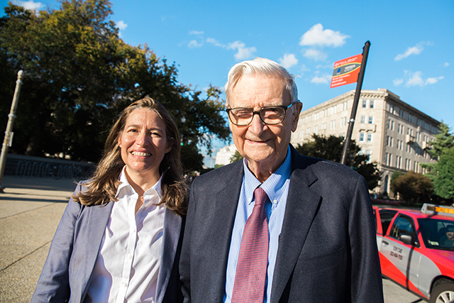 Image of E.O. Wilson posing with a woman.