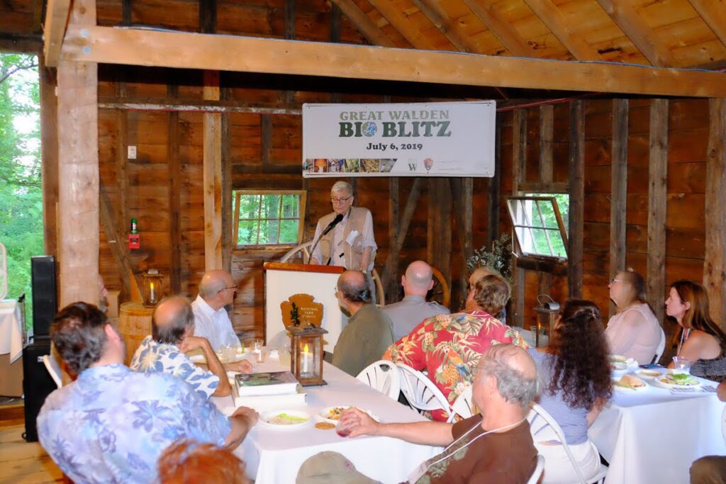 E.O. Wilson speaking to a group at BioBlitz