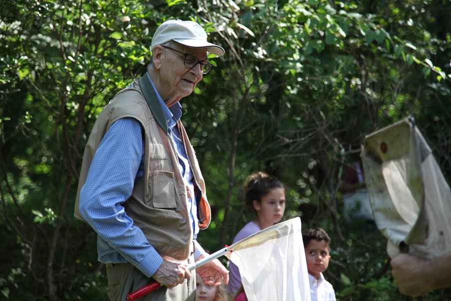 E.O. Wilson with net at BioBlitz