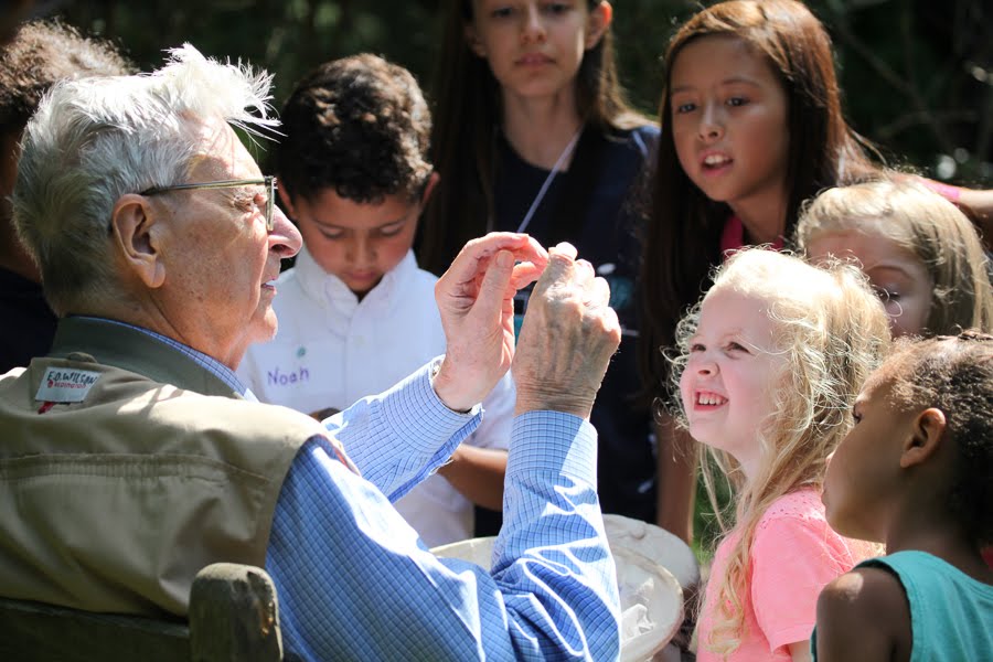 E.O. Wilson teaching children at BioBlitz