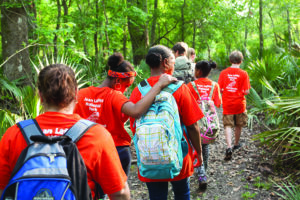 Image of children walking in a straight line.