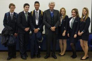 Image of E.O. Wilson with students.