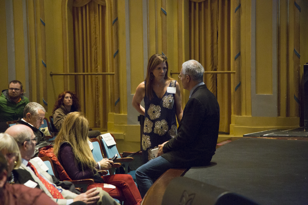 Image of Louie Psihoyos and Paula Ehrlich sitting in front of the crowd.